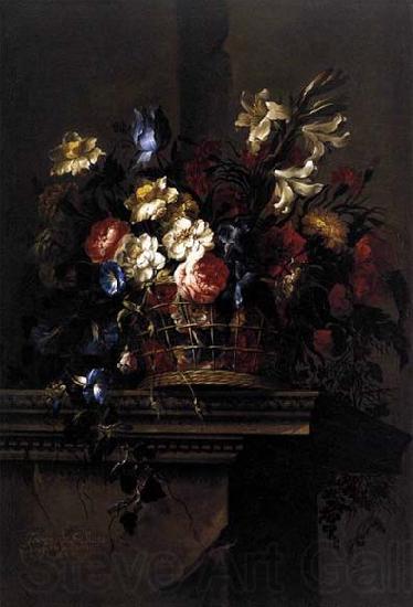 Arellano, Juan de Basket of Flowers on a Plinth Norge oil painting art